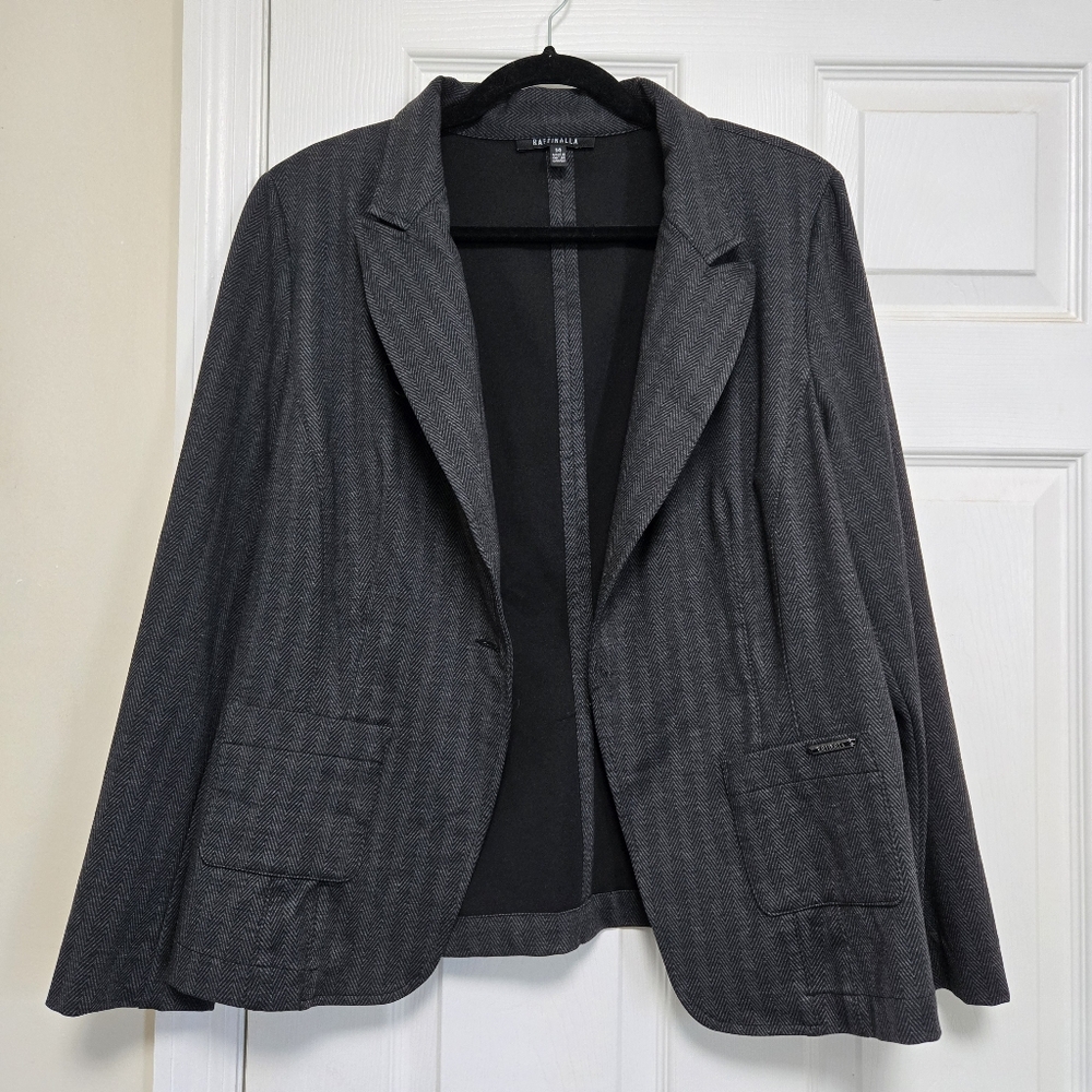 Raffinalla Womens Grey Chevron Business Casual Blazer Jacket Size 14